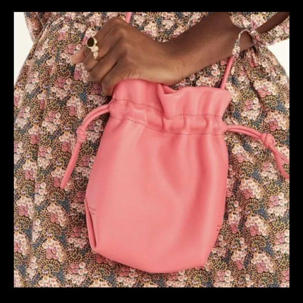 J Crew Lisbon Drawstring Leather Crossbody Bag NWT